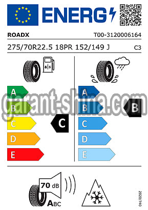 RoadX RAU2 (универсальная) 275/70 R22.5 152/149J 18PR (автобусная) - Фото Европейских характеристик